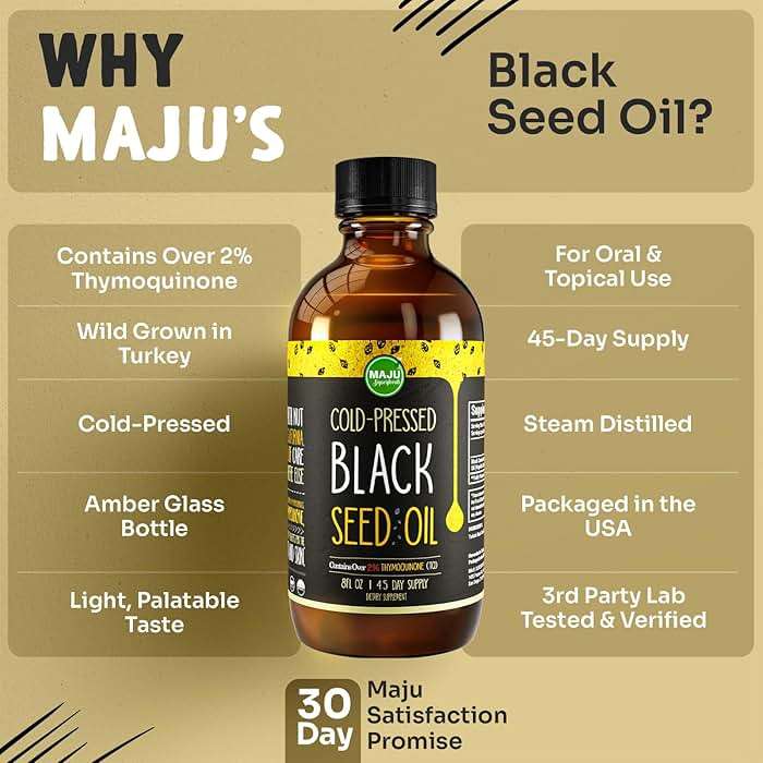 MAJU Black Seed Oil - 3 Times Thymoquinone, Cold-Pressed, 100% Turkish Black Cumin Seed Oil, Liquid Pure Blackseed, Glass Bottle, 8 oz - Image 7