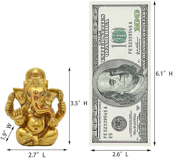 alikiki Indian God Lord Ganesh Statue - Hindu God Golden Ganesha Idol Figurines for Car Dashboard Decor Hindu Gift Indian India Home Temple Mandir Pooja Item Diwali Gifts Room Altar Decor - Image 3