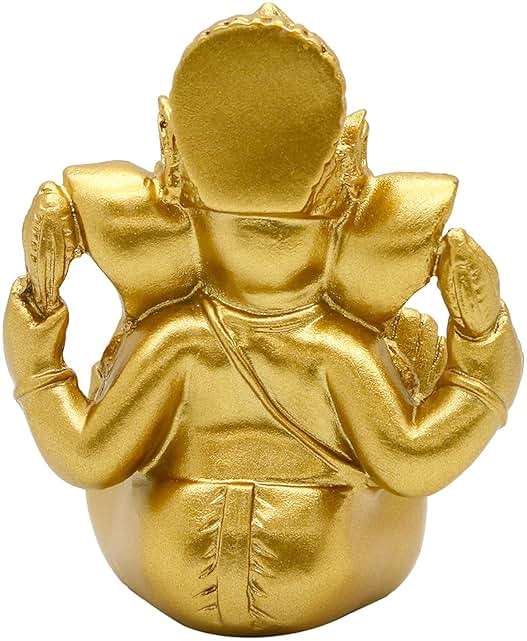 alikiki Indian God Lord Ganesh Statue - Hindu God Golden Ganesha Idol Figurines for Car Dashboard Decor Hindu Gift Indian India Home Temple Mandir Pooja Item Diwali Gifts Room Altar Decor - Image 9