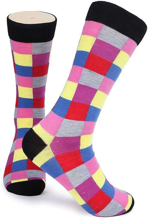 GALLERY SEVEN Mens Socks, 6 Pack Assorted Colorful Fun Bright Patterned Casual Dress Socks - Image 6