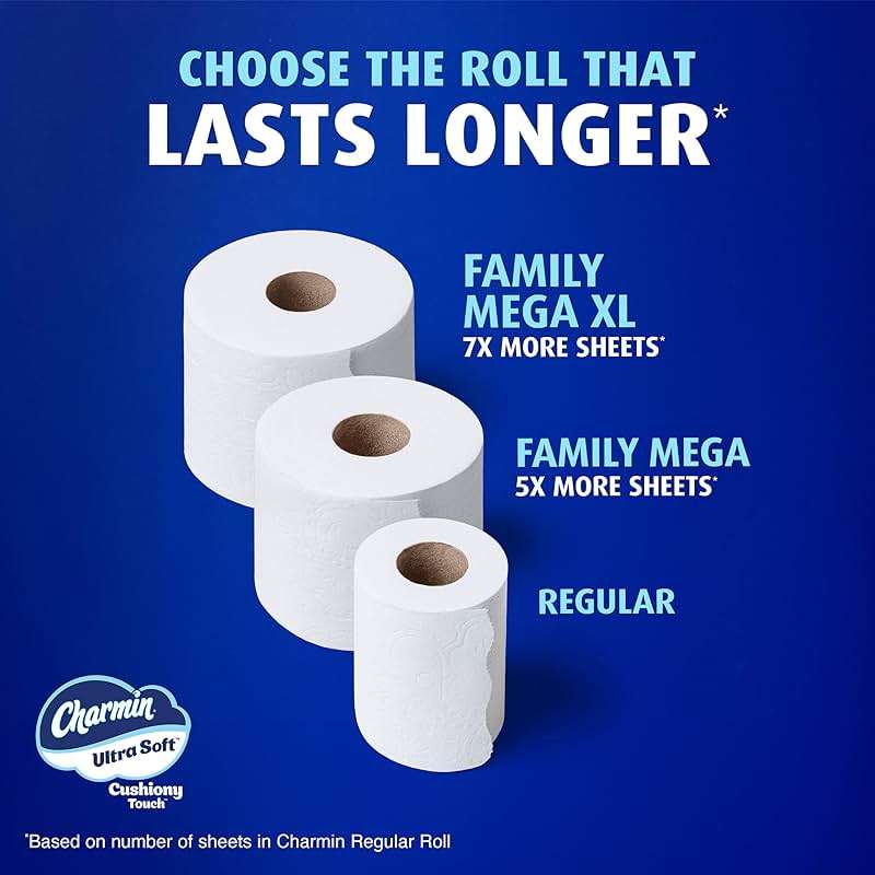 Charmin Ultra Soft Cushiony Touch 2-Ply Toilet Paper, 18 Family Mega Rolls = 90 Regular Rolls, White - Image 7