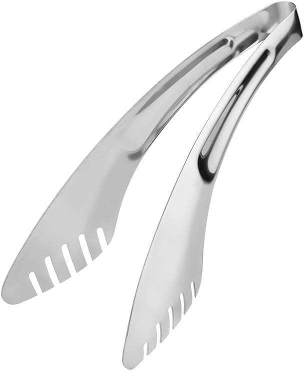 TRUSBER 9-Inch Salad Serving Tongs, 18/8 Stainless Steel Kitchen Cooking Tongs for Pasta Noodles BBQ Buffet | Dishwasher Safe | - Image 1