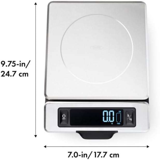 OXO Good Grips 11-Pound Stainless Steel Kitchen Scale with Pull-Out Display - Black - Image 2