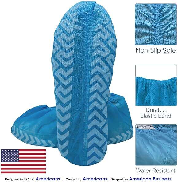 Innovative Haus Blue Indoor Disposable Shoe Covers - Disposable Non Slip Boot Covers - Indoor Reusable Booties - Treads - Water Resistant - 100 Pack, Extra Large - Image 3