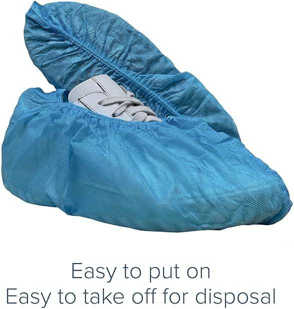 Innovative Haus Blue Indoor Disposable Shoe Covers - Disposable Non Slip Boot Covers - Indoor Reusable Booties - Treads - Water Resistant - 100 Pack, Extra Large - Image 4