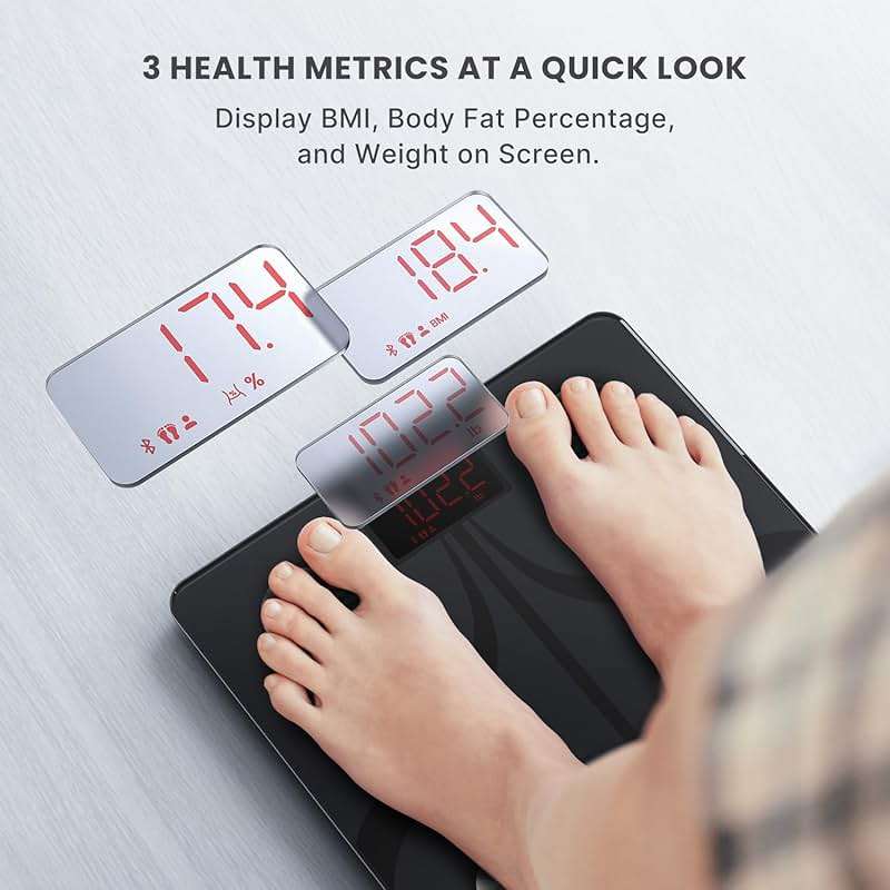 RENPHO Smart Scale for Body Weight, Type-C Rechargeable Digital Bathroom Scale, Electronic 13 Body Composition Monitor with Smartphone App, 400 lbs, Black, Elis 1 (11 inch) - Image 2