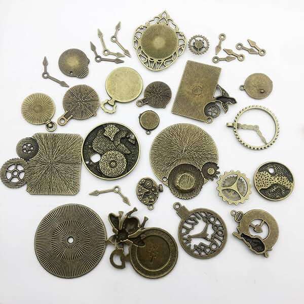 30pcs Antique Bronze Mix Skeleton Steampunk Clock Face Watch Gear Cog Wheel Pendant Charms Jewelry Making DIY Steampunk Gear Pendant Charms Wholesale (M071) - Image 2