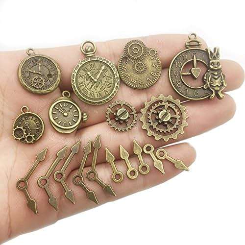 30pcs Antique Bronze Mix Skeleton Steampunk Clock Face Watch Gear Cog Wheel Pendant Charms Jewelry Making DIY Steampunk Gear Pendant Charms Wholesale (M071) - Image 4