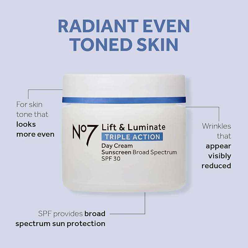 No7 Lift & Luminate Triple Action Day Cream - Anti-Aging Face Cream SPF 30, Hyaluronic Acid & Vitamin C - Visibly Firms Skin for Healthy Looking Radiance - Suitable for Sensitive Skin (1.69 Fl Oz) - Image 2