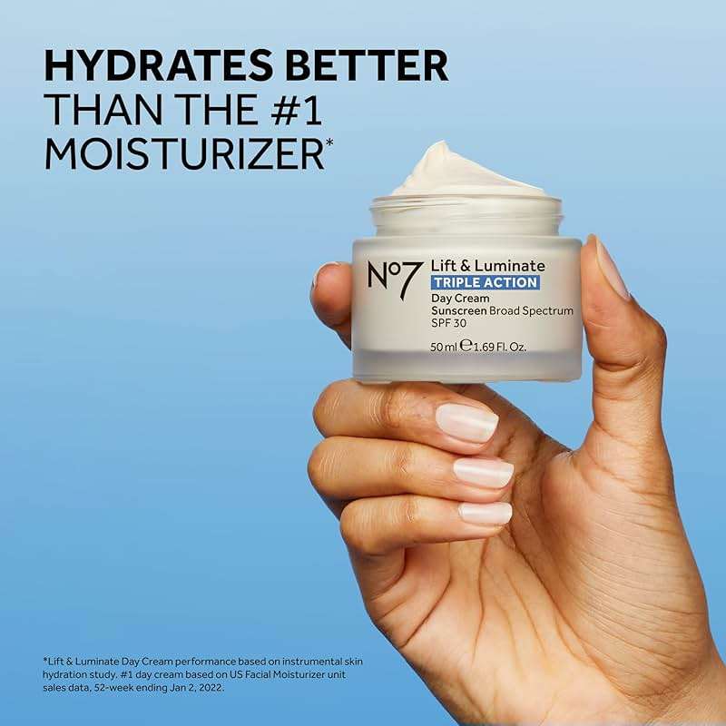 No7 Lift & Luminate Triple Action Day Cream - Anti-Aging Face Cream SPF 30, Hyaluronic Acid & Vitamin C - Visibly Firms Skin for Healthy Looking Radiance - Suitable for Sensitive Skin (1.69 Fl Oz) - Image 4