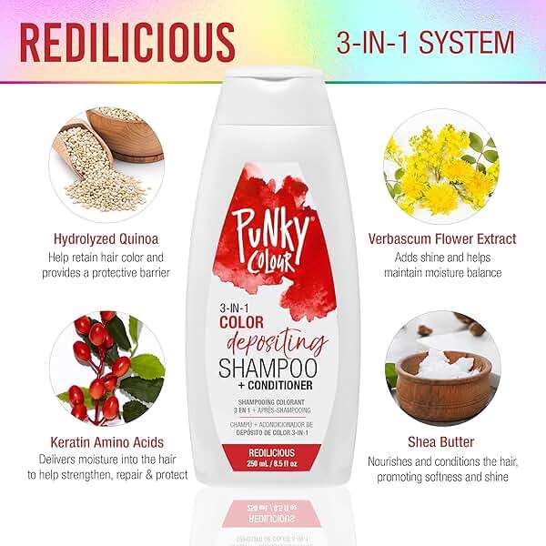 Punky Colour 3-in-1 Color Depositing Conditioner & Hair Cleanser - Redilicious, Semi Permanent Hair Color Refresh, Temporary Hair Dye, Sulfate-Free, Vegan, Red, 8.5 fl oz - Image 3