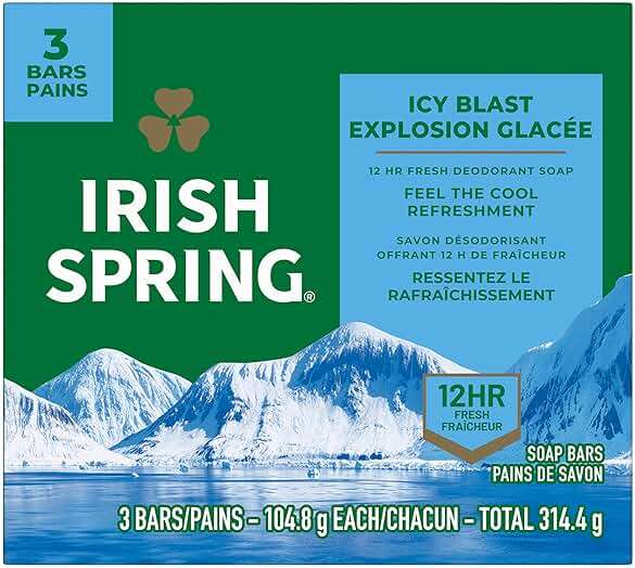 Irish Spring Icy Blast Bar Soap for Men, Mens Soap, Smell Fresh and Clean 12 Hours, Men Bars Washing Hands Body, Mild Skin, Recyclable Carton, 24 Pack, 3.7 Oz - Image 6