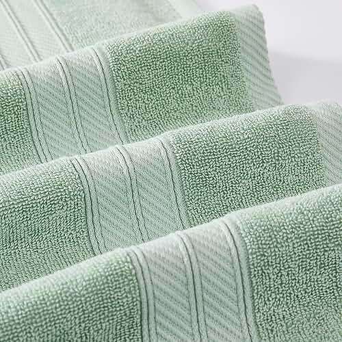 Modern Threads 6 Piece Bath Towel Set – Bathroom Set with 2 Bath Towels, 2 Hand Towels, and 2 Wash Cloths – 100% Cotton, Super Absorbent & Extra Soft – Reversible Botanical Vine (Sage Green) - Image 4