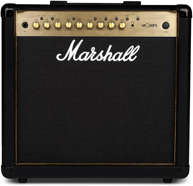 Marshall MG50GFX Combo Guitar Amp - Clean, Crunch, Overdrive Channels | Reverb/Delay Digital Effects | 3-Band EQ | 3.5 mm Headphones Out | 30W Output| Footswitch Included - Black - Product Image