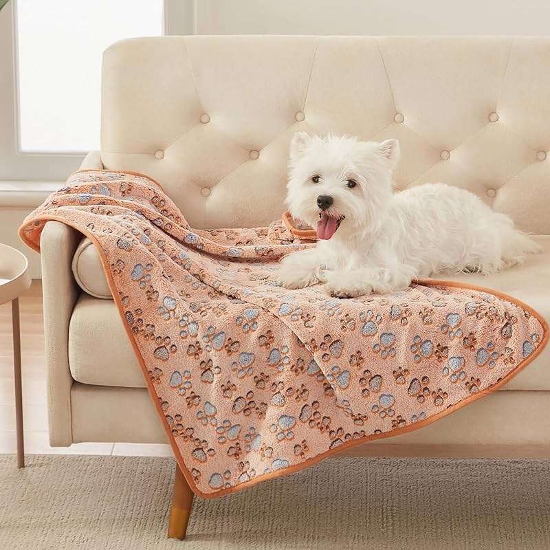 Luciphia 1 Pack 3 Blankets Super Soft Fluffy Premium Fleece Pet Blanket Flannel Throw for Dog Puppy Cat Paw Brown/Pink/White Large(41x31 inch) - Image 3