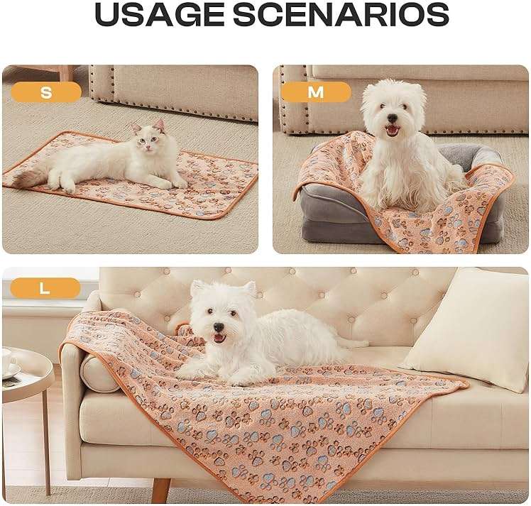 Luciphia 1 Pack 3 Blankets Super Soft Fluffy Premium Fleece Pet Blanket Flannel Throw for Dog Puppy Cat Paw Brown/Pink/White Large(41x31 inch) - Image 5
