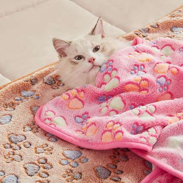 Luciphia 1 Pack 3 Blankets Super Soft Fluffy Premium Fleece Pet Blanket Flannel Throw for Dog Puppy Cat Paw Brown/Pink/White Large(41x31 inch) - Image 7