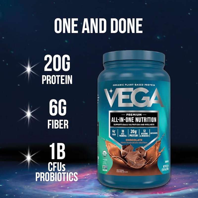 Vega All-in-One Nutrition Organic Vegan Protein Powder – Chocolate, 20g Protein Meal Replacement Shake – 1.56 lbs (17 Servings) - Image 2