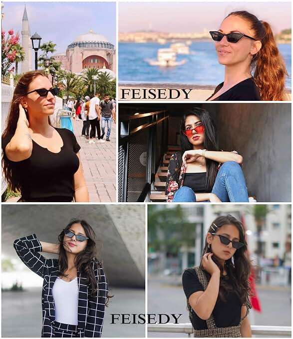 FEISEDY Small Cat Eye Sunglasses Vintage Square Shade Women Eyewear B2291 - Image 5