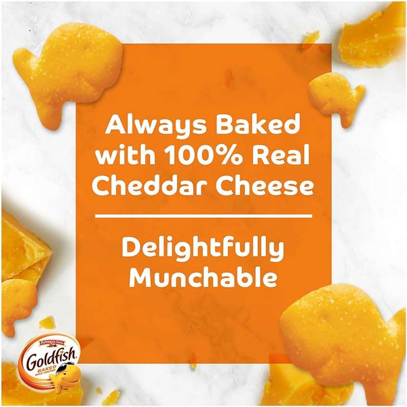 Goldfish Cheddar Cheese Crackers, Baked Snack Crackers, 1 oz On-the-Go Snack Packs, 20 Count Box - Image 2