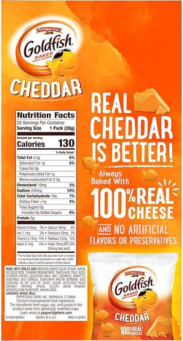 Goldfish Cheddar Cheese Crackers, Baked Snack Crackers, 1 oz On-the-Go Snack Packs, 20 Count Box - Image 8
