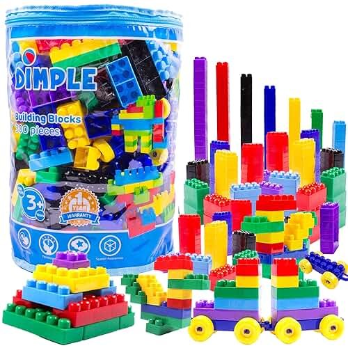 Dimple Building Blocks for Toddler (300 Pcs) Stacking Toys & Puzzle Games for Learning and STEM Fun Montessori Toys, Educational Baby Blocks Age 3+ Toddler Boy & Girl Birthday for Kids - Product Image