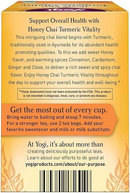 Yogi Tea, Honey Chai Turmeric Vitality, 16 ct - Image 4
