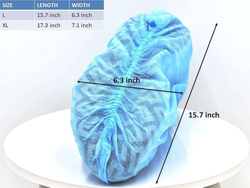 G & F Products Disposable Shoe Covers, Slip-Resistant Booties, Heavy-Duty, Waterproof, Elastic Band, Non-Slip Silicone Sole, Reusable, Protects Floors, Blue 11 Us Men & 13 Us Women, 500 Pcs (250 Pair) - Image 2