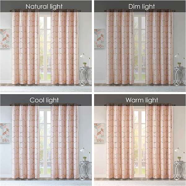 Intelligent Design Blackout Window Curtain, Light Blocking Curtains for Living Room, Thermal Insulated Window Panel with Metallic Print and Grommet Top, 50"x84", Blush/Gold, 1 Piece - Image 4