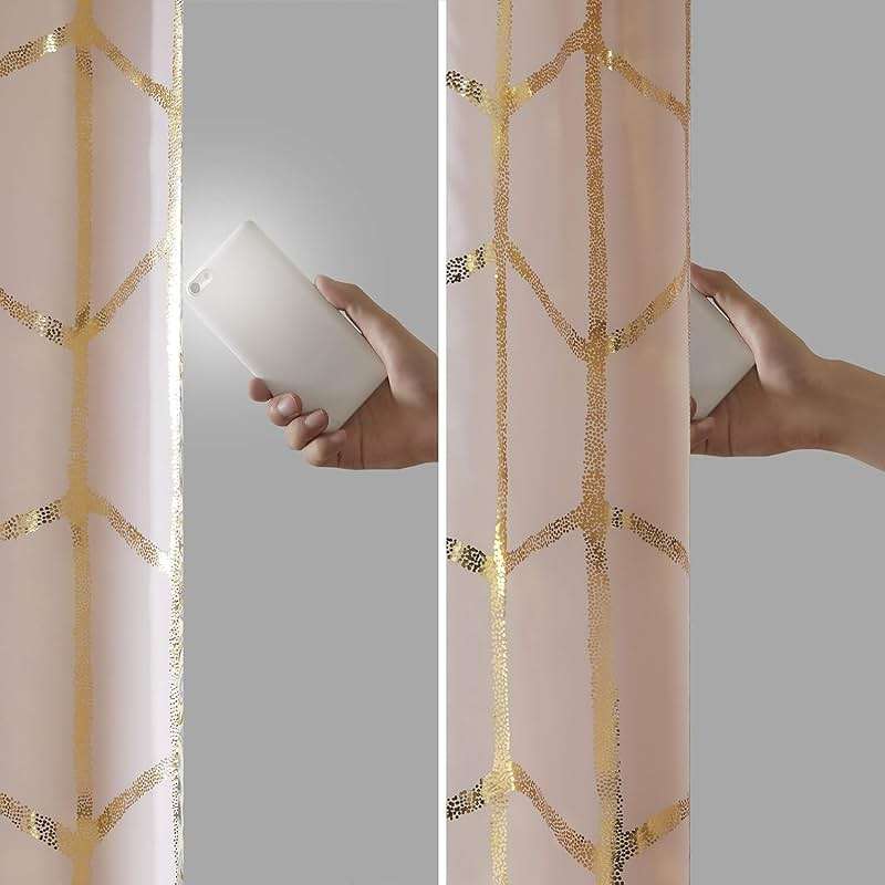 Intelligent Design Blackout Window Curtain, Light Blocking Curtains for Living Room, Thermal Insulated Window Panel with Metallic Print and Grommet Top, 50"x84", Blush/Gold, 1 Piece - Image 8