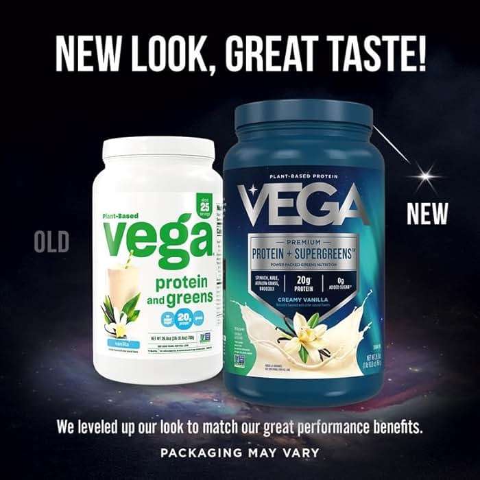 Vega Premium Protein + Supergreens, Creamy Vanilla – 20g Vegan Protein, Dairy & Gluten Free, 26.9 oz (25 Servings) - Image 2