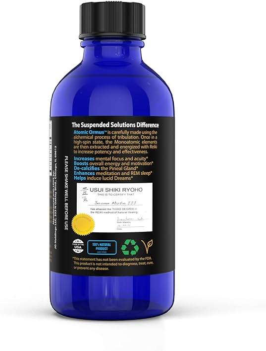 Suspended Solutions Liquid Monoatomic 24k Gold ORMUS – 4oz, 24k Gold Platinum Iridium ORMUS, Energetically Enhanced, Memory, Energy, Stamina & Vitality, Vegan Supplement - Image 8