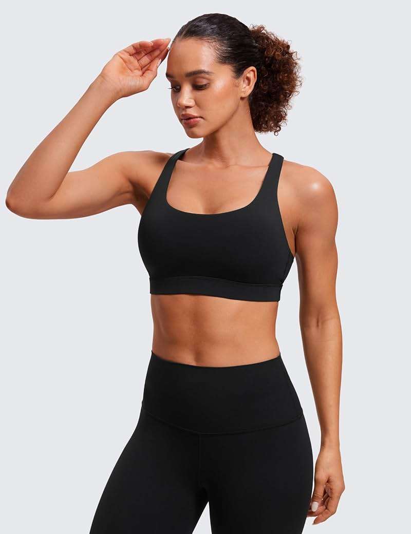 CRZ YOGA Naked Feeling Strappy Padded Sports Bras for Women - Fitness Workout Top Criss Cross Back Yoga Cami - Image 2