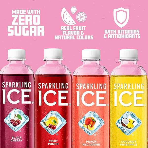 Sparkling Ice Pink Variety Pack, Flavored Sparkling Water, Zero Sugar, and Vitamins and Antioxidants, 17 fl oz, 12 count (Black Cherry, Peach Nectarine, Coconut Pineapple, Fruit Punch) - Image 5