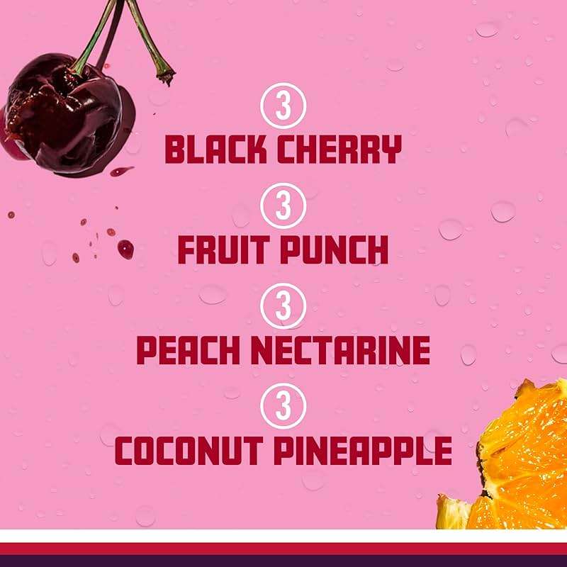 Sparkling Ice Pink Variety Pack, Flavored Sparkling Water, Zero Sugar, and Vitamins and Antioxidants, 17 fl oz, 12 count (Black Cherry, Peach Nectarine, Coconut Pineapple, Fruit Punch) - Image 6