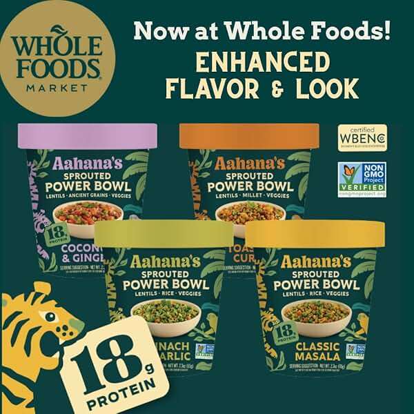 Aahana's Sprouted Lentils Power Bowls-Plant Based Gluten Free Meals 4 Pack - Image 6