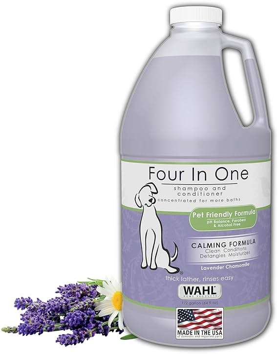 Wahl USA 4-in-1 Calming Pet Shampoo for Dogs with a Lavender Chamomile Scent – Cleans, Conditions, Detangles, & Moisturizes - Pet Friendly Formula – 64 Oz - Model 821000-050 - Image 1