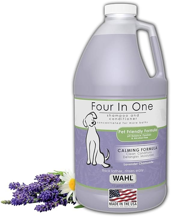 Wahl USA 4-in-1 Calming Pet Shampoo for Dogs with a Lavender Chamomile Scent – Cleans, Conditions, Detangles, & Moisturizes - Pet Friendly Formula – 64 Oz - Model 821000-050 - Product Image