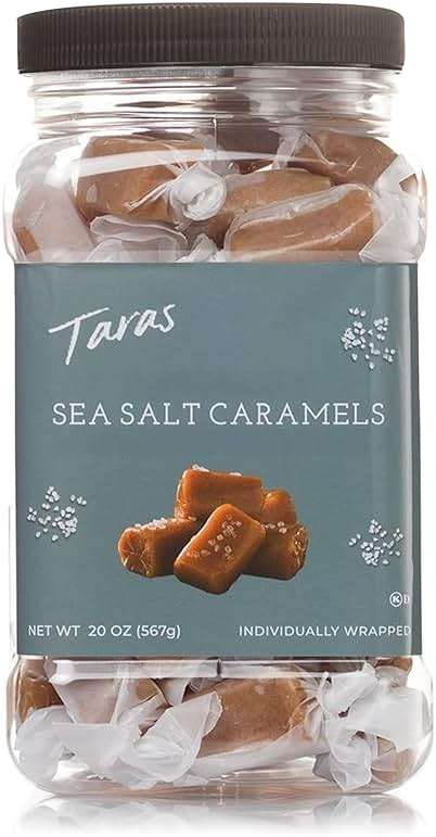 Taras Gourmet Sea Salt Caramels | All Natural Candy | Creamy & Individually Wrapped with Real Butter (20 oz) - Image 1