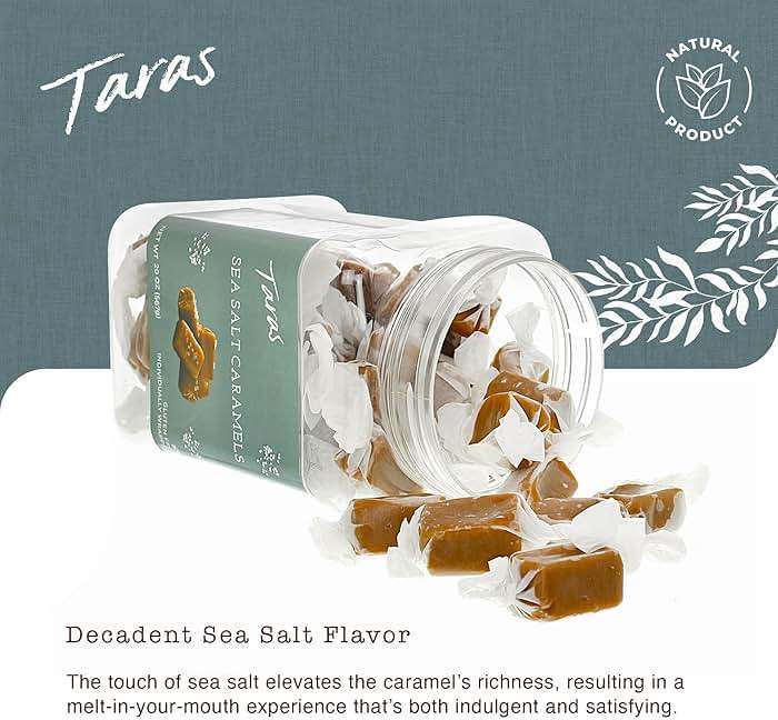Taras Gourmet Sea Salt Caramels | All Natural Candy | Creamy & Individually Wrapped with Real Butter (20 oz) - Image 3