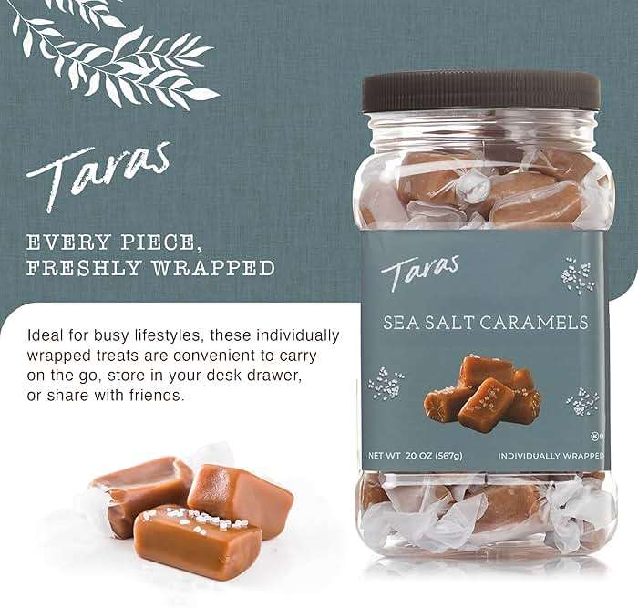 Taras Gourmet Sea Salt Caramels | All Natural Candy | Creamy & Individually Wrapped with Real Butter (20 oz) - Image 5