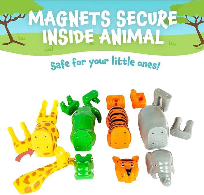 Magnetic Mix or Match Jungle Animals Toy Play Set, 16 Pieces - Image 5