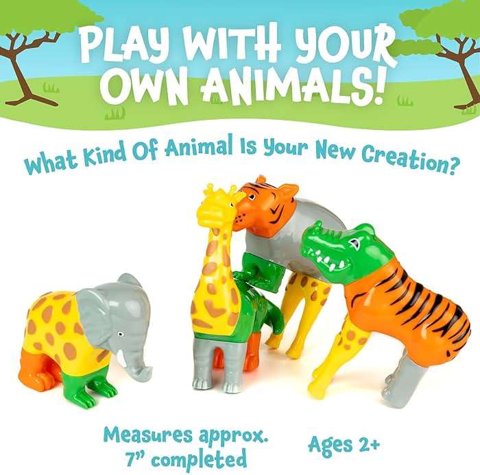 Magnetic Mix or Match Jungle Animals Toy Play Set, 16 Pieces - Image 6