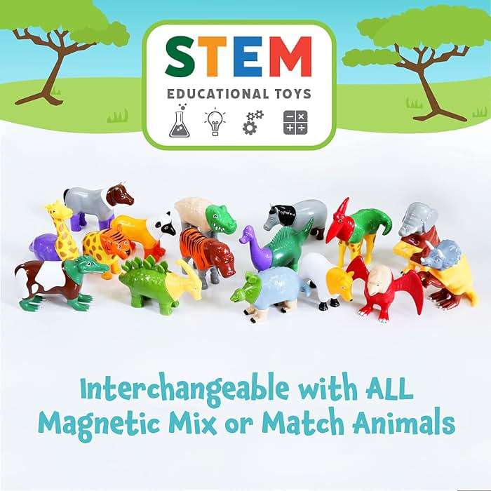 Magnetic Mix or Match Jungle Animals Toy Play Set, 16 Pieces - Image 7