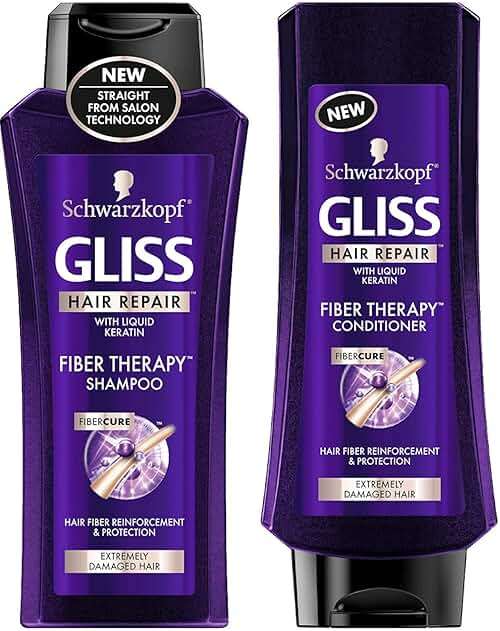 Schwarzkopf Gliss Hair Repair - Fiber Therapy For Extremely Damaged Hair - Shampoo & Conditioner Set - Net Wt. 13.6 FL OZ (400 mL) Per Bottle - One Set - Image 1