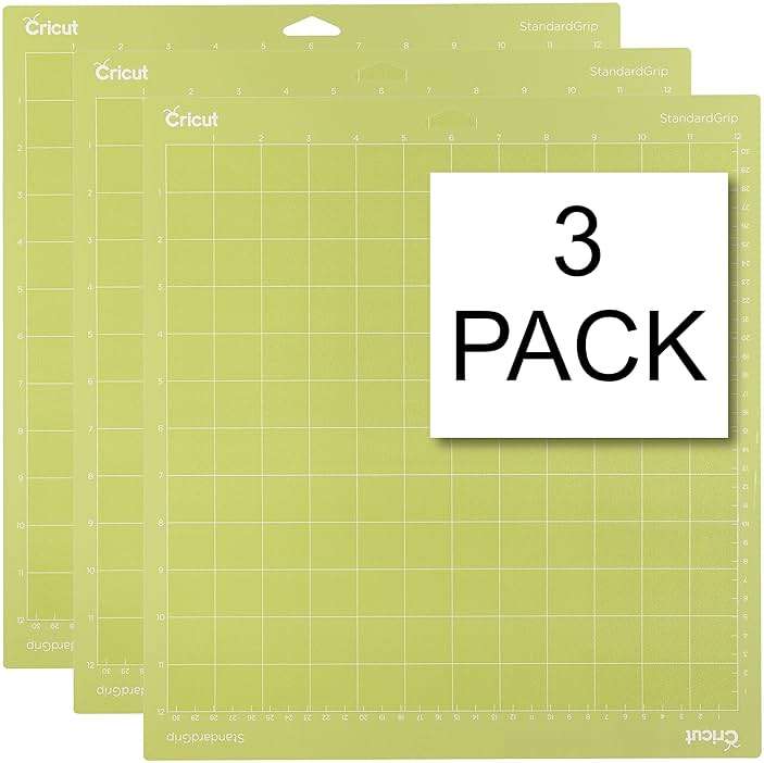 Cricut StandardGrip Machine Mats, 12" x 12", Reusable Cutting Mats for Crafts with Protective Film, Use with Cardstock, Iron On, Vinyl and More, Compatible with Explore & Maker (3 Count), Green - Image 1