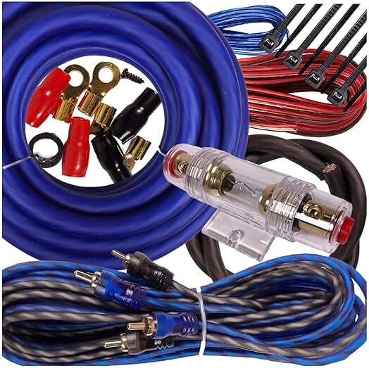 Gravity Complete 2600W 4 Gauge Amp Kit Amplifier Install Flexible Wiring Complete 4 Ga Installation Cables for Installer and DIY Hobbyist - Blue - Product Image