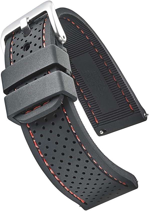 ALPINE Sporty Premium Soft Silicone Adjustable Watch Band - Replacement Rubber Watch Bands for Women & Men - Waterproof Quick Release Watch Straps - Compatible with Regular & Smart Watch Bands - Image 1