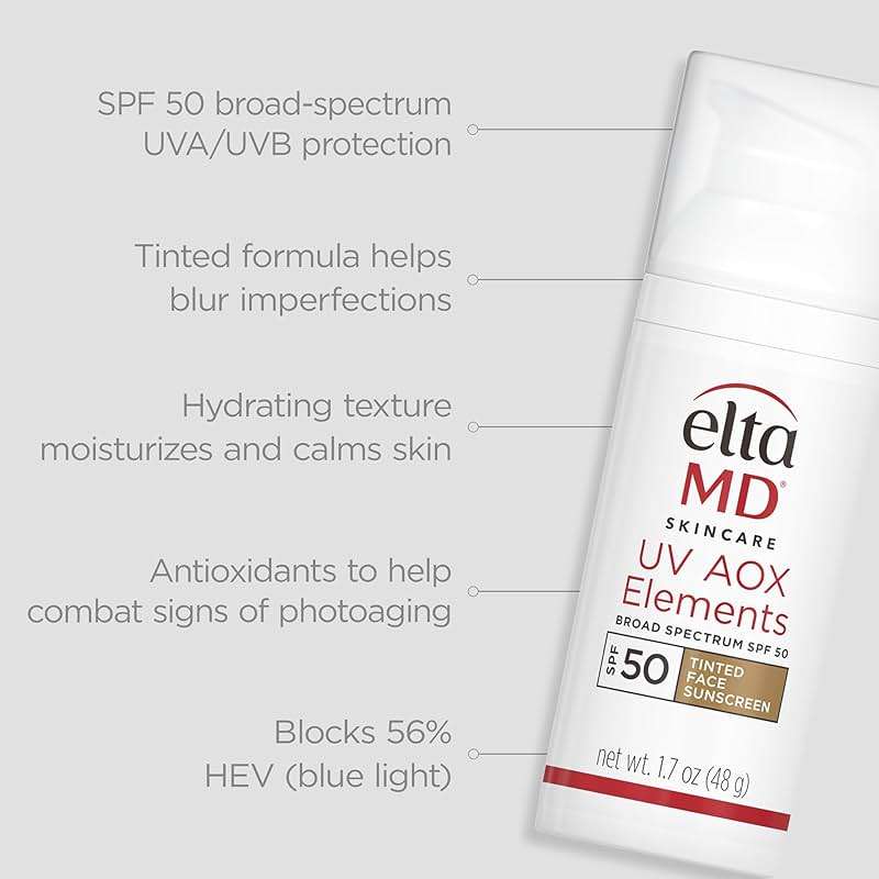 EltaMD UV AOX Elements Tinted Face Sunscreen, SPF 50, 100% Tinted Mineral Sunscreen for Sensitive Skin and Dry Skin with Antioxidants, 1.7 oz Pump - Image 11