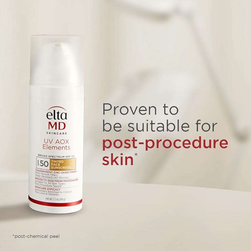 EltaMD UV AOX Elements Tinted Face Sunscreen, SPF 50, 100% Tinted Mineral Sunscreen for Sensitive Skin and Dry Skin with Antioxidants, 1.7 oz Pump - Image 6